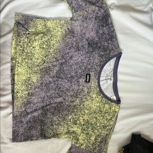 Adidas cropped medium Purple and Yellow Speckled Short Sleeve Tee